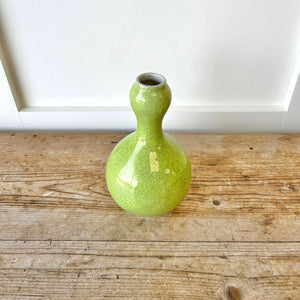 A Chartreuse Crackle Onion Bulb Bud Vase