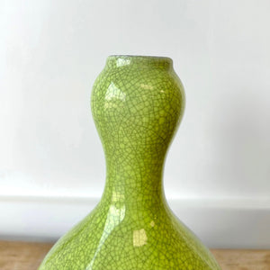 A Chartreuse Crackle Onion Bulb Bud Vase