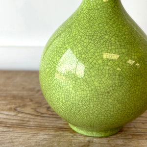 A Chartreuse Crackle Onion Bulb Bud Vase