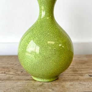A Chartreuse Crackle Onion Bulb Bud Vase