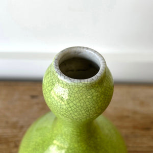 A Chartreuse Crackle Onion Bulb Bud Vase