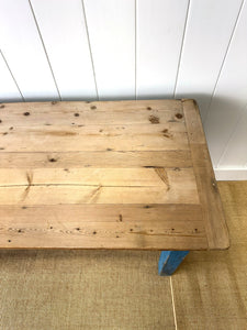 Wonderful Antique Narrow Console Table with Blue Painted Base