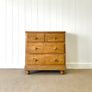 An Antique English Pine Chest of Drawers Dresser with Tulip Feet c1890