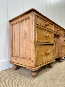 A Large English Pine Country 7 Drawer Buffet or Sideboard c1860