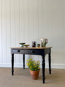 Antique English Country Pine Painted Side Table or Work Table Desk c1890