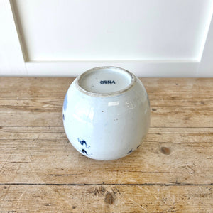 Chinese Ginger Jar & Cover Blue White Porcelain Bird CHINA Marks Qing 19th C.