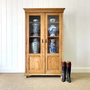 A 19th Century Pine Bookcase with Glazed Doors