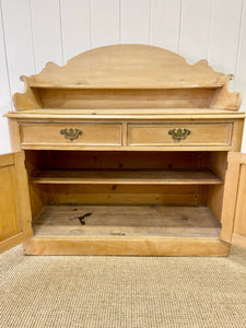 An English Country Low Pine Galleried Console or Small Sideboard c1890