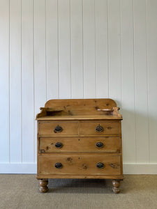 An English Pine Chest of Drawers Dresser with Gallery c1880