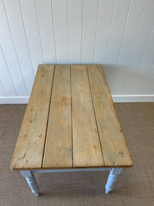 An English Robins Egg Blue Pine Almost Dining Table c1890