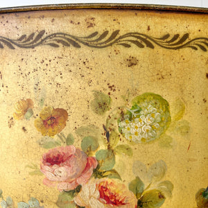 A 1920s French Tole Waste Hand Painted Umbrella Basket