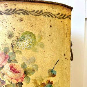 A 1920s French Tole Waste Hand Painted Umbrella Basket