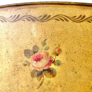 A 1920s French Tole Waste Hand Painted Umbrella Basket