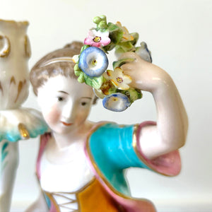 Set of 4 Porcelain Derby Royal Crown Figurine Candlestick Holders for Easter!