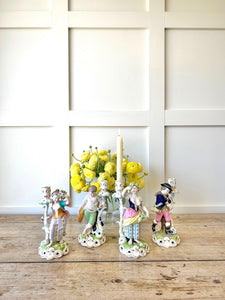Set of 4 Porcelain Derby Royal Crown Figurine Candlestick Holders for Easter!