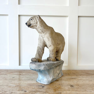 Frederick Thomas Daws (1878-1955) - Painted plaster model of a polar bear on a rocky outcrop and on conforming base