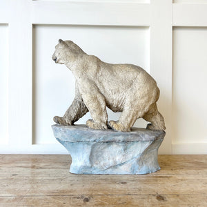 Frederick Thomas Daws (1878-1955) - Painted plaster model of a polar bear on a rocky outcrop and on conforming base