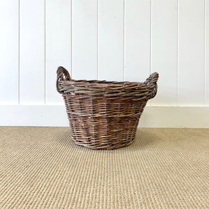 An Antique English Willow Log Basket