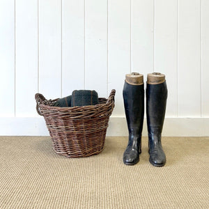 An Antique English Willow Log Basket