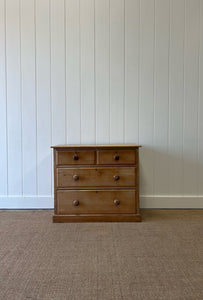 An Antique English Pine Chest of Drawers Dresser with Wooden Knobs c1890