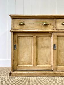 An English Country Pine Buffet Sideboard with Metal Cups c1890