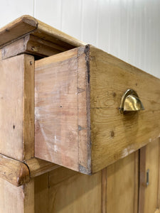 An English Country Pine Buffet Sideboard with Metal Cups c1890