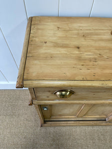 An English Country Pine Buffet Sideboard with Metal Cups c1890