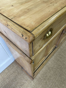 An English Country Pine Buffet Sideboard with Metal Cups c1890