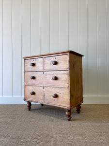 An Antique English Pine Chest of Drawers Dresser with Wooden Knobs c1890