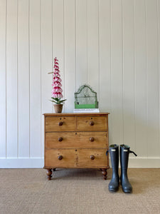 An Antique English Pine Chest of Drawers Dresser with Wooden Knobs c1890