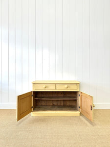 An English Country Pine Butter Yellow Cabinet Cupboard