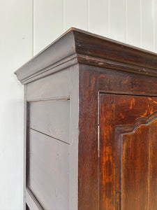 A Stately English 18th Century Oak Tack Cupboard