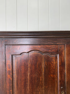 A Stately English 18th Century Oak Tack Cupboard