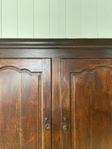 A Stately English 18th Century Oak Tack Cupboard