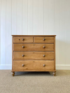 A Large English Pine Chest of Drawers Dresser on Tulip Feet c1890