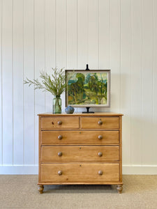 A Large English Pine Chest of Drawers Dresser on Tulip Feet c1890