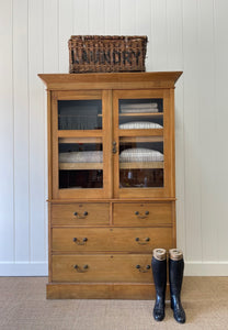 An English Country Linen Press or Housekeepers Cupboard Cabinet c1890