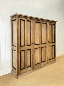 A Truly Monumental Bleached Oak Linen Press Cupboard