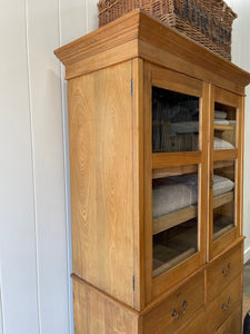 An English Country Linen Press or Housekeepers Cupboard Cabinet c1890