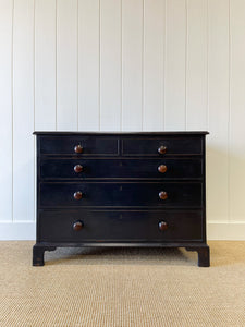 An Antique English Ebonized Black Chest of Drawers Dresser c1890
