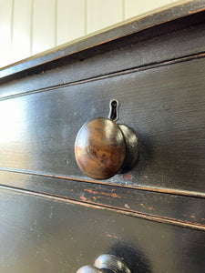 An Antique English Ebonized Black Chest of Drawers Dresser c1890