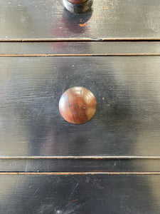 An Antique English Ebonized Black Chest of Drawers Dresser c1890
