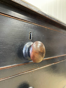 An Antique English Ebonized Black Chest of Drawers Dresser c1890