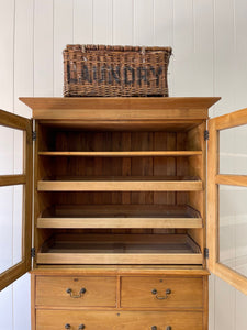 An English Country Linen Press or Housekeepers Cupboard Cabinet c1890