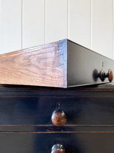 An Antique English Ebonized Black Chest of Drawers Dresser c1890