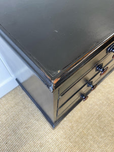 An Antique English Ebonized Black Chest of Drawers Dresser c1890