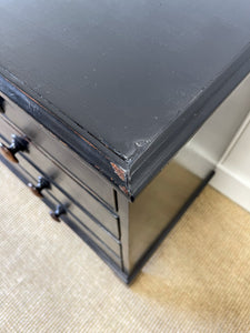 An Antique English Ebonized Black Chest of Drawers Dresser c1890