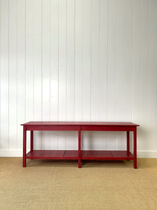 The Tradesmen Table With Shelf - Painted English Country Pine Hall Table 7ft