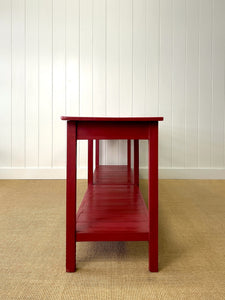 The Tradesmen Table With Shelf - Painted English Country Pine Hall Table 7ft