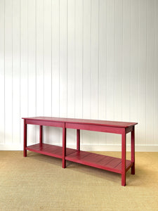 The Tradesmen Table With Shelf - Painted English Country Pine Hall Table 7ft